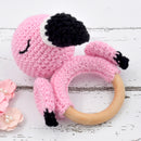Amigurumi Flamingo Rattle Cum Soft Toys - Pink