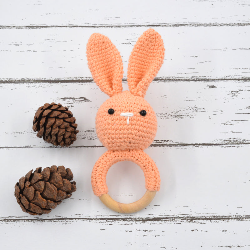 Bunny Baby Gift Rattle Cum Soft Toys - Peach