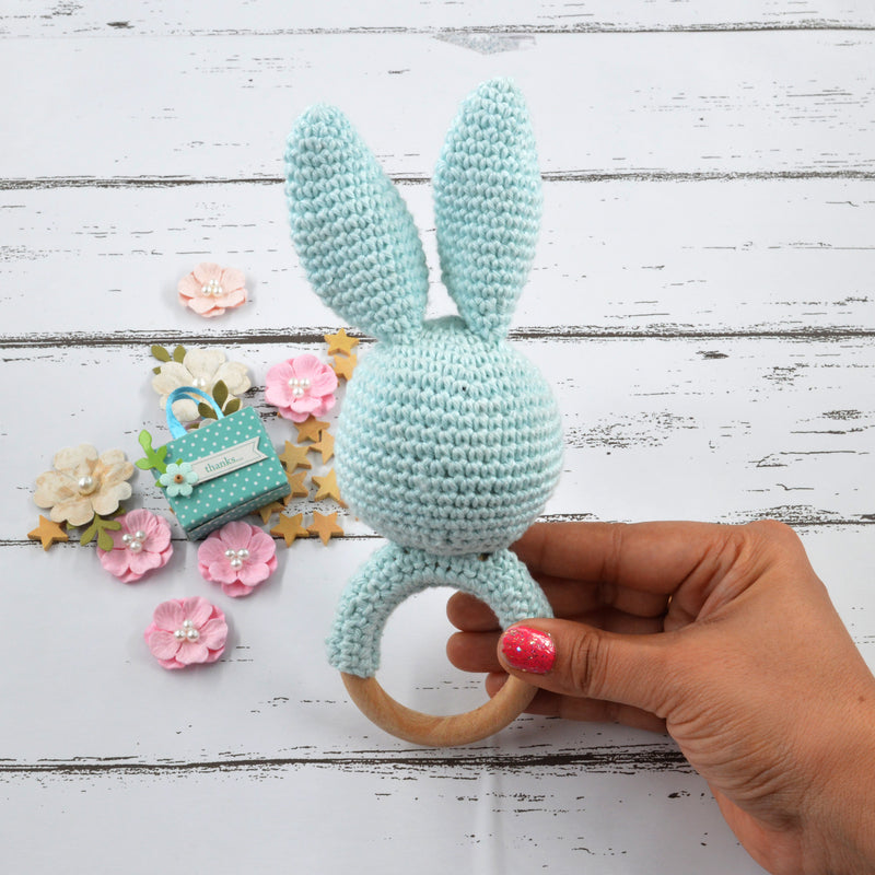 Bunny Baby Gift Rattle Cum Soft Toys - Blue