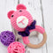 Cotton Crochet Baby Handheld Bunny Bear Rattle - Pink
