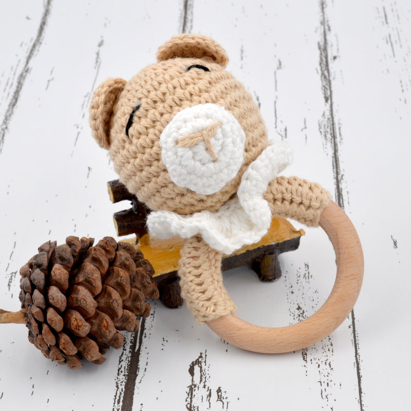 Cotton Crochet Baby Handheld Bunny Bear Rattle - Skin