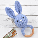 Crochet Rabbit Rattle Cum Soft Toys - Blue