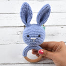Crochet Rabbit Rattle Cum Soft Toys - Blue