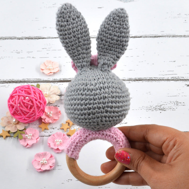 Crochet Bunny Rattle - Gray