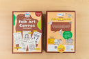 DIY Folk Art Canvas Coloring Kit - 5 Printed Canvas, easel and coloring pens