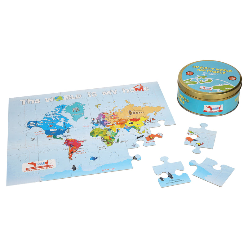 World Map Jigsaw Puzzle 30 pcs 2in1 Colouring Puzzle