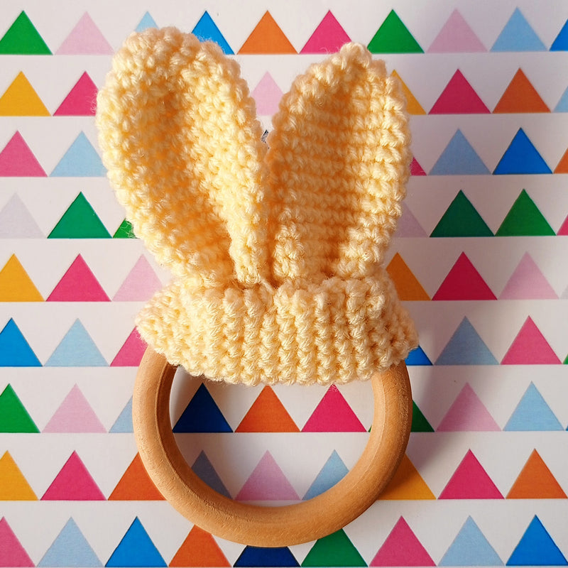 Bunny Ear Shapes Crochet Teether (Yellow)