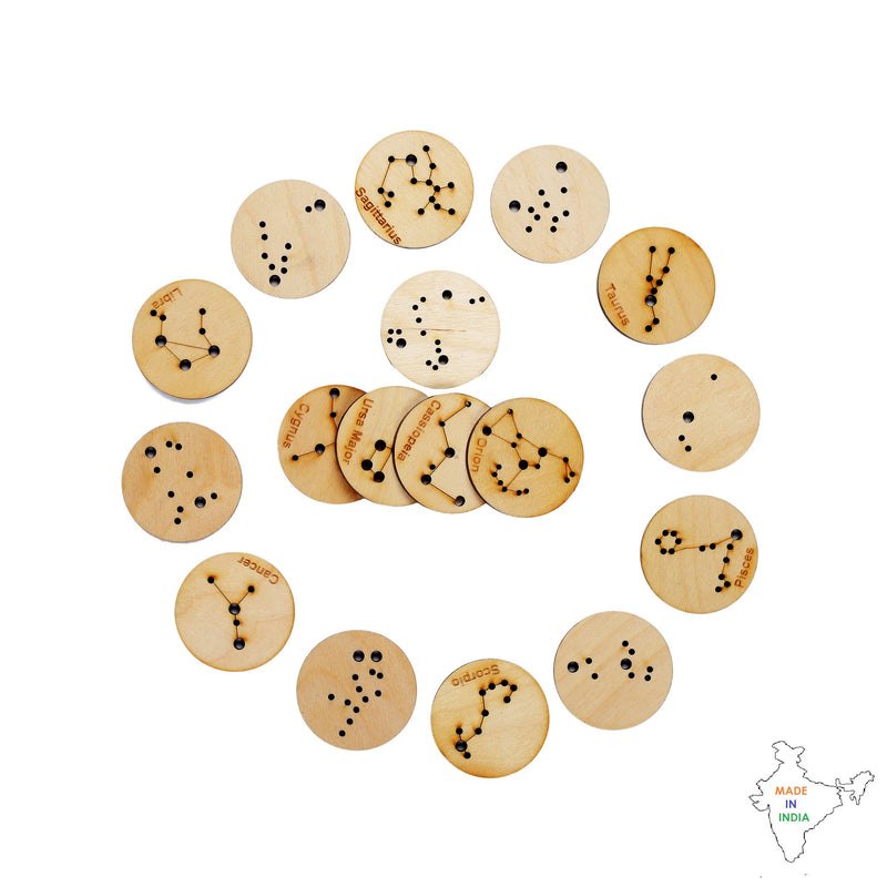 Little Star Gazers' Wooden Constellation Coins (17 Pieces)