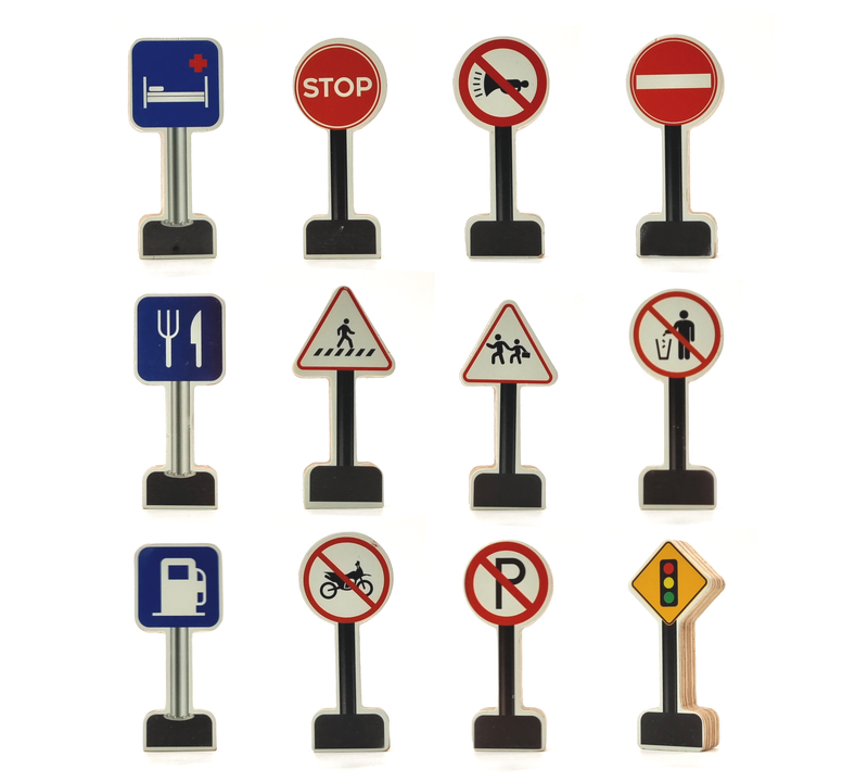 GrapplerTodd -Wooden Road & Safety Signs 12 in 1 Toy Set (1 to 10 years)