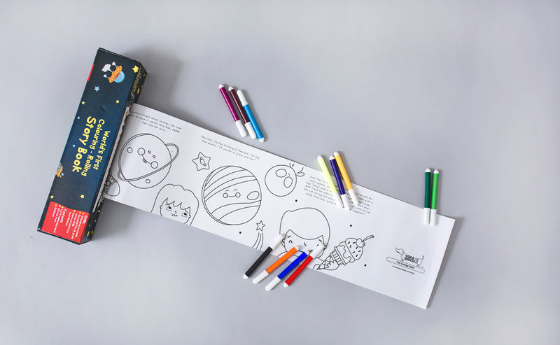 Solar System Colouring Roll Story Book with Crayons