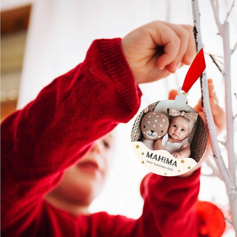 Personalised Ornament -First Christmas Peach