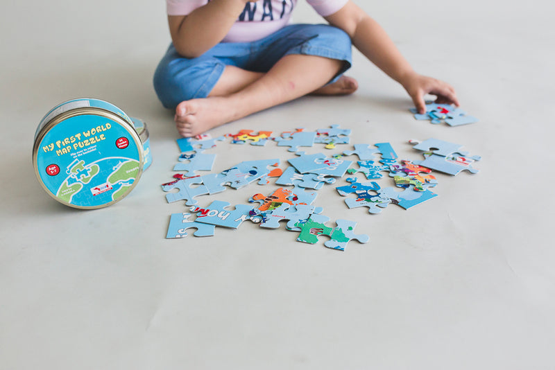 World Map Jigsaw Puzzle 30 pcs 2in1 Colouring Puzzle