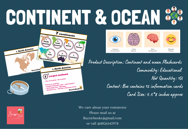 Continent and Ocean Flash Cards