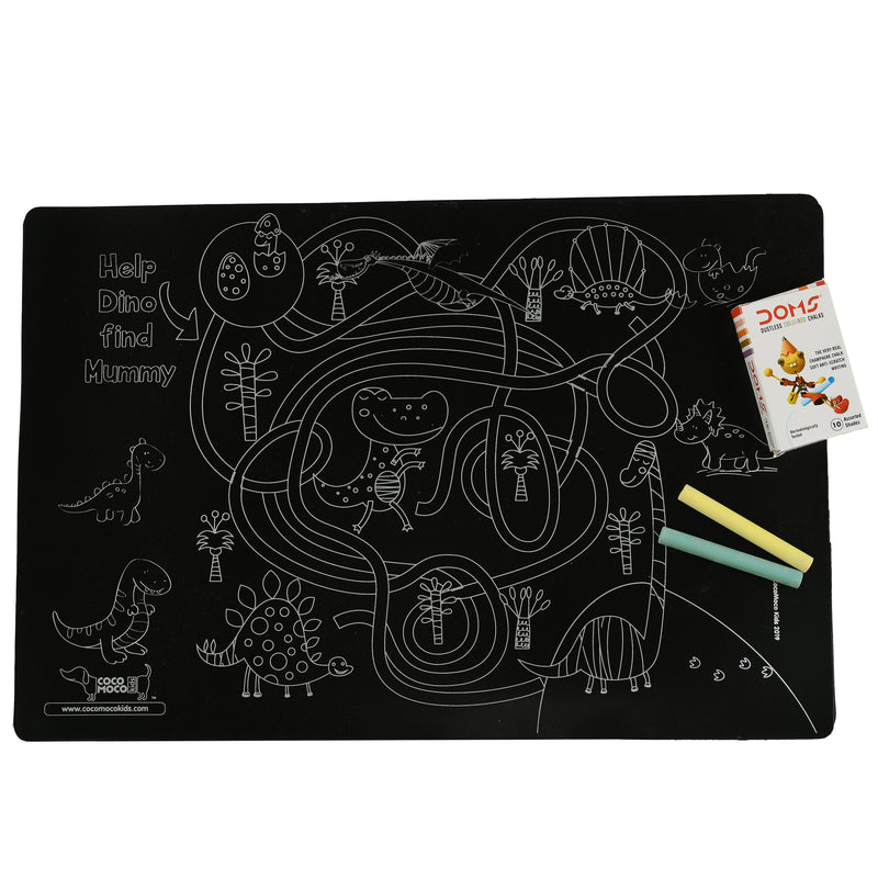 Reusable Chalk Board Drawing Table Mats, Set of 3 Mats (Includes 10 Coloured Chalks)