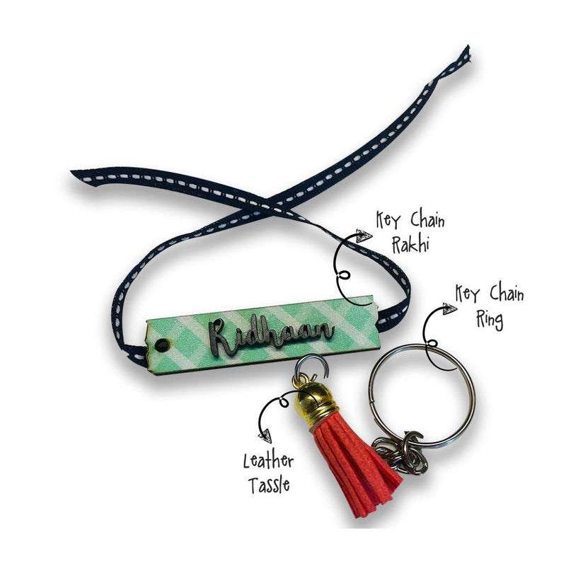 Key Chain Rakhi - Green (Personalization available)