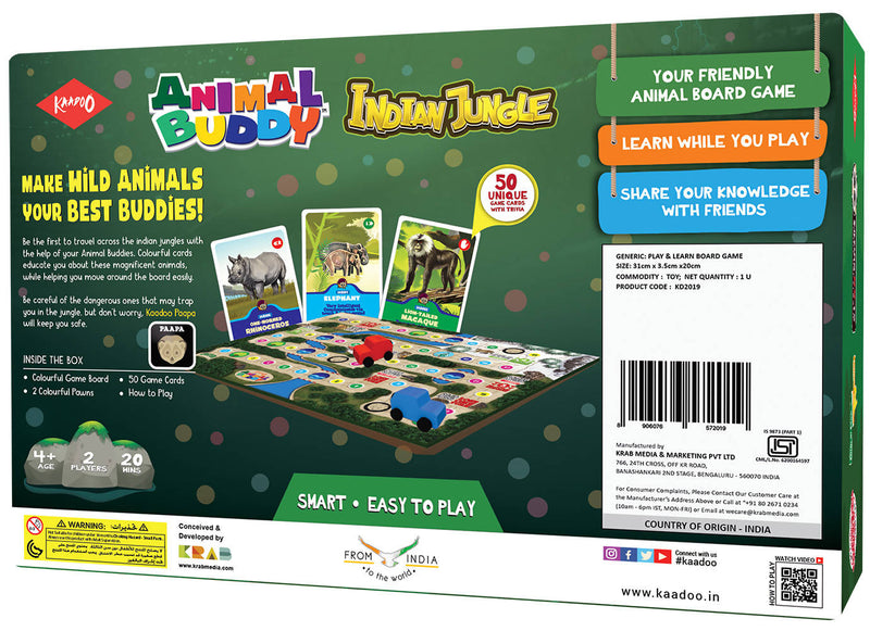 Animal Buddy - Indian Jungle Discovery - Play & Learn Board Game for Kids 4+ & Family