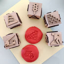 KIDDO KORNER | Construction Theme Wooden Play-Dough Stamp Cube for Kids | Wooden Stamp Cube Set of 1