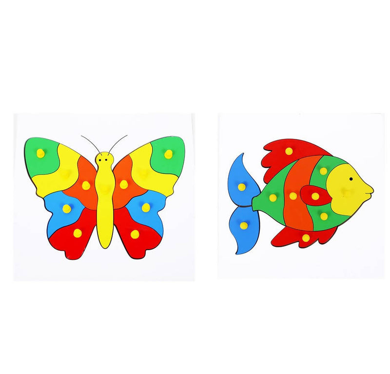 The Little boo Wooden Picture Educational Board for Kids, Fish-Puzzle & Butterfly-Puzzle (Combo of 2)