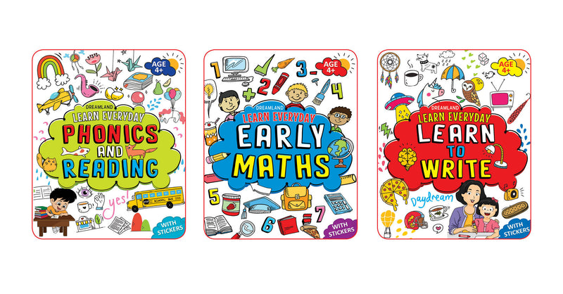 Learn Everyday 3 Books Pack for Children Age 4+ : Interactive & Activity Children Book by Dreamland Publications