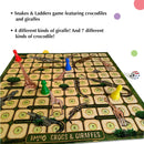 Classic Snakes & Ladders+Ludo with Wild Animals Twist 2-in-1 Combo Board Game for Kids 4+