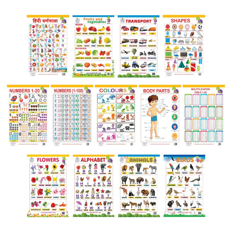 Early Learning Educational Charts for kids Perfect for Preschool, Homeschooling and Nursery Student