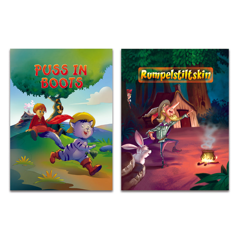 Puss in the Boots, Rumpelstiltskin 2 in 1 Story Books for kids