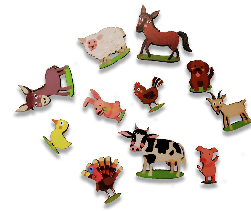 Farm Animals Shadow matching activity Board (with wooden animals)