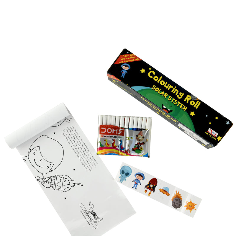 Solar System Colouring Roll Story Book with Crayons