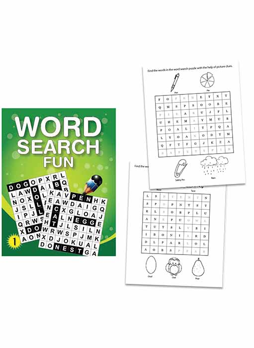 Set of 4 Word Search Fun Books for 4+ Year Old Children