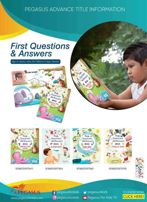 Set of 4 First Questions and Answers Board Books including Human Body, Things at Home, Nature and Animals & Birds