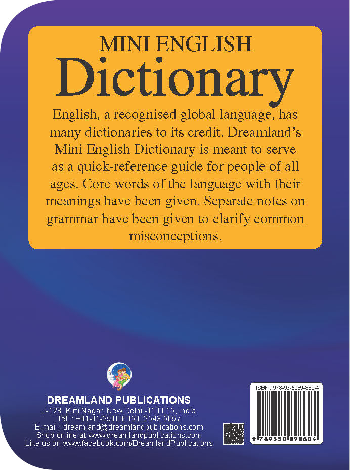 Mini English Dictionary : Reference Educational Wall Chart By Dreamland Publications 9789350898604