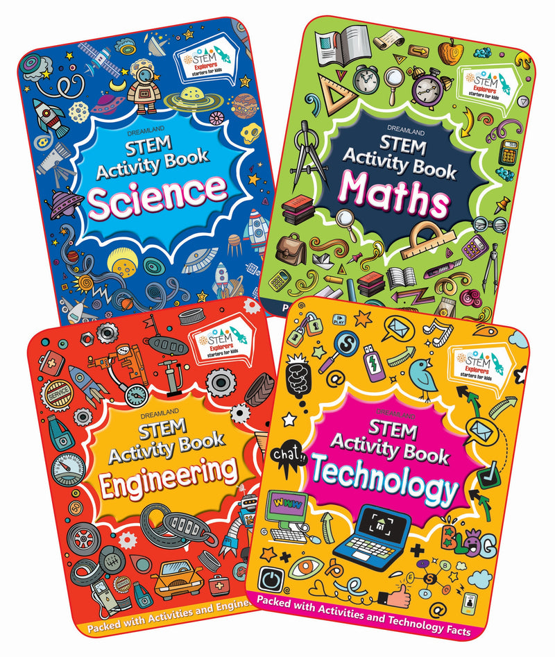 STEM Activity Books Pack (A set of 4 Books) : Interactive & Activity Children Book By Dreamland Publications 9789350898611