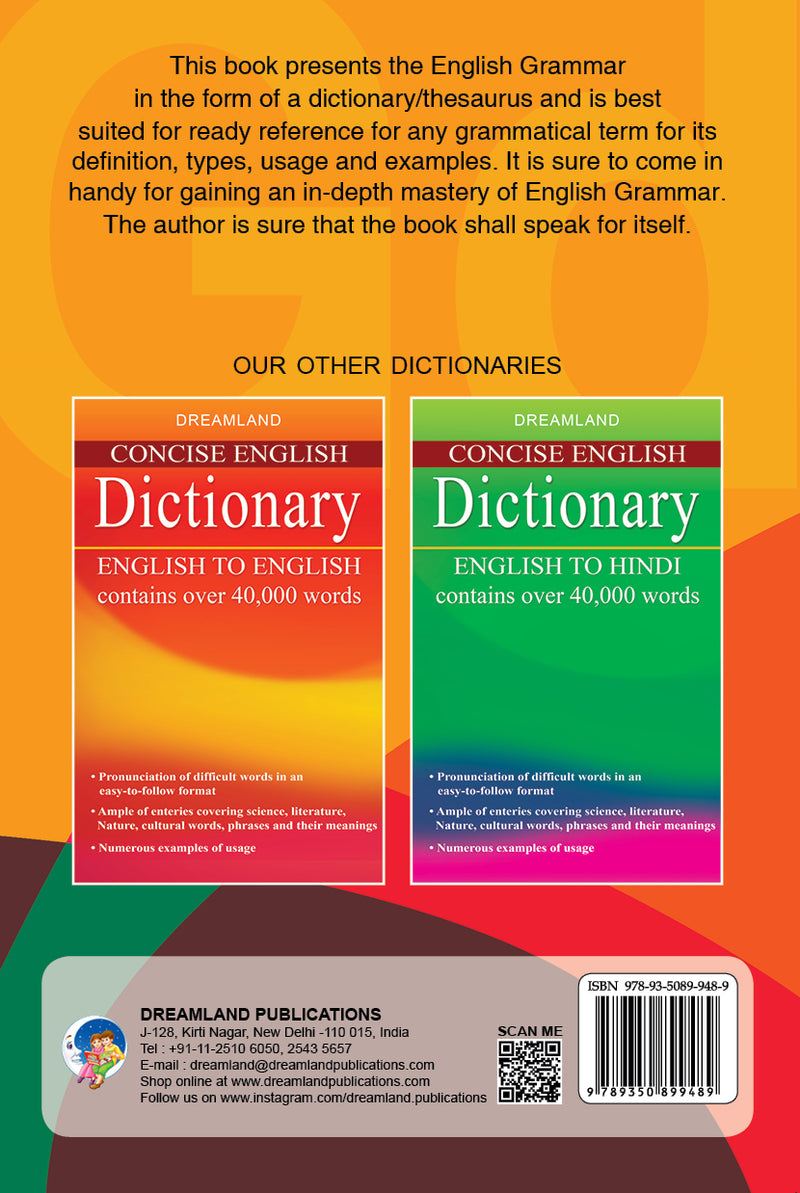 Dictionary of English Grammar : Reference Children Book By Dreamland Publications