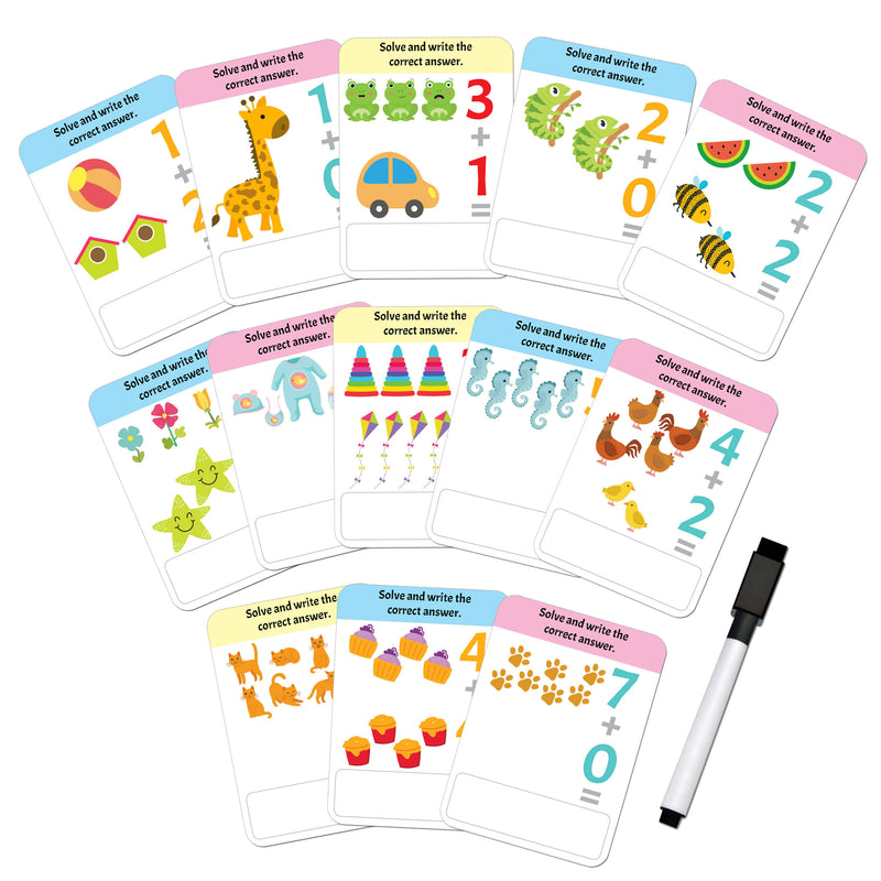 Flash Cards Addition and Subtraction - 30 Double Sided Wipe Clean Flash Cards for Kids (With Free Pen) : Early Learning Children Book By Dreamland Publications 9789388416030