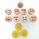 KIDDO KORNER | Smiley Play Dough Stamp Set | Wooden Toys | Wooden Stamps for Kids | Stamps for Kids Craft | 9 Piece Smile Emoji Stamps Set for Kids Teachers…