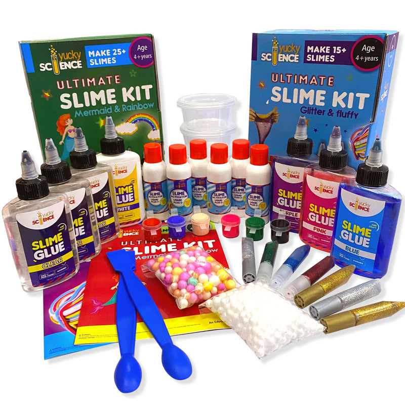 JoGenii - Mermaid & Rainbow, Glitter Unicorn & Fluffy Slime Kit