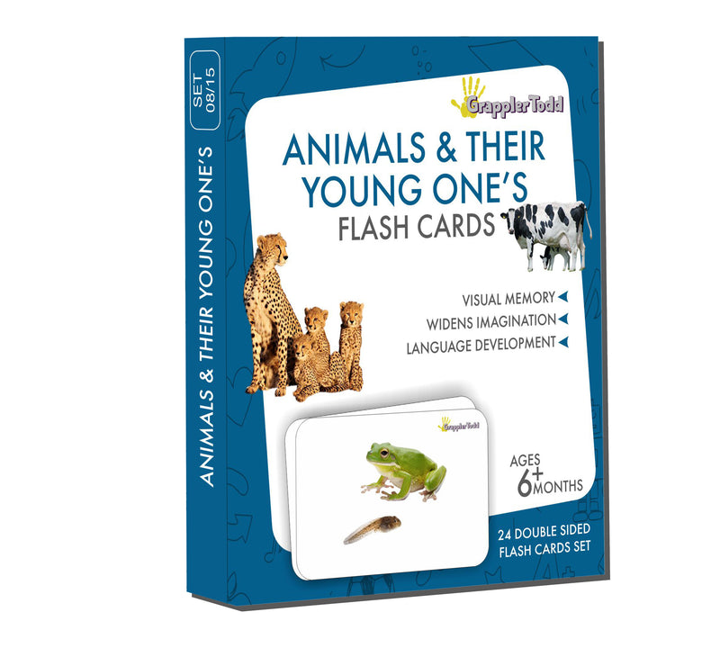 Animals And Their Young One's Flash Cards |GrapplerTodd Flashcards for Kids Early Learning Flash Cards Easy and Fun Way of Learning 6 Months to 6 Years Babies