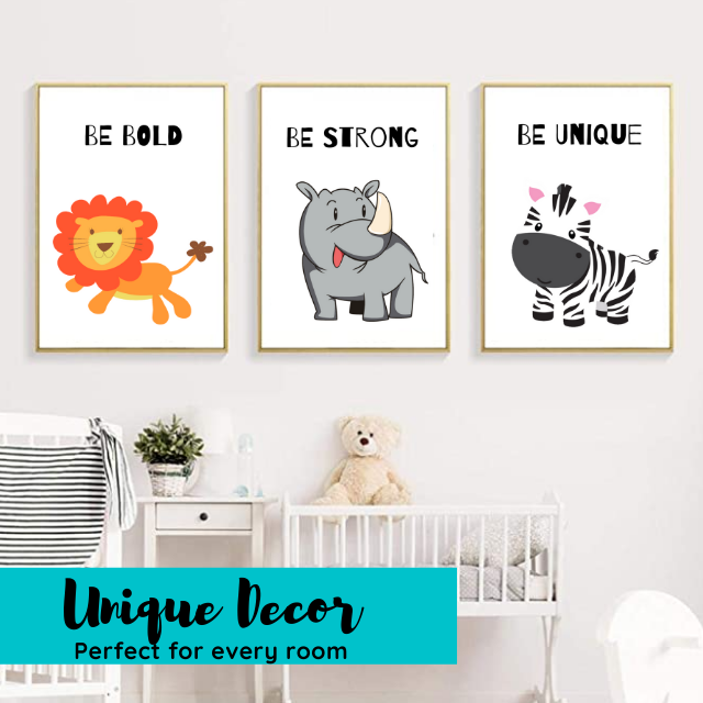 Animal Prints Motivational Message for Nursery | Set of 6 | 6 X 8 Inches