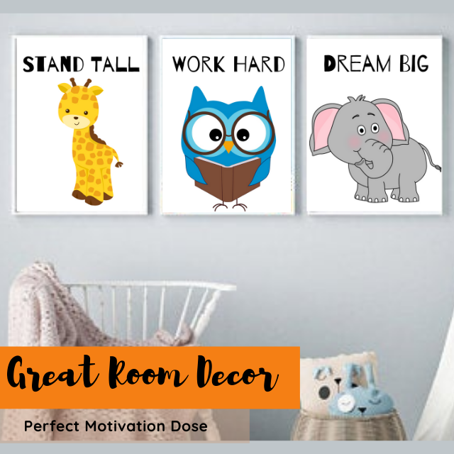 Animal Prints Motivational Message for Nursery | Set of 6 | 6 X 8 Inches