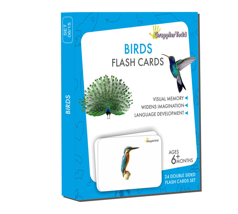 Birds Flash Cards | GrapplerTodd Flashcards for Kids Early Learning Flash Cards Easy and Fun Way of Learning 6 Months to 6 Years Babies