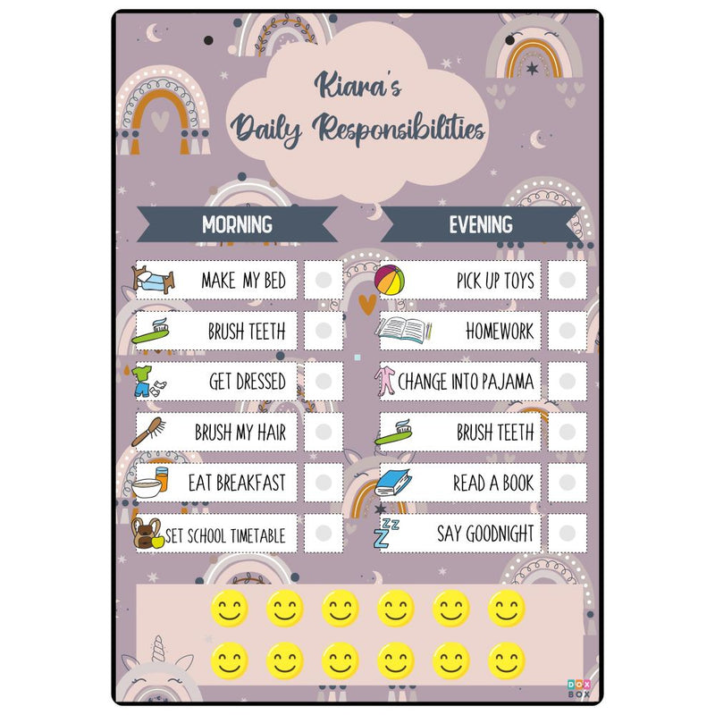 Daily Responsibility Chart - Boho Rainbow