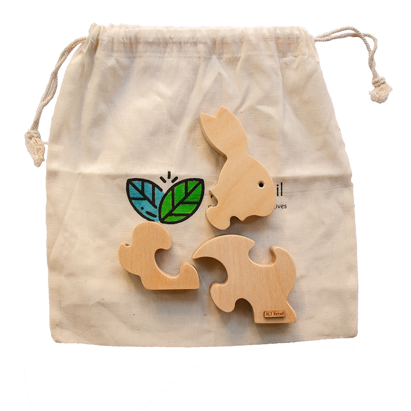 3 Piece Chunky Wooden Puzzle - Bunny