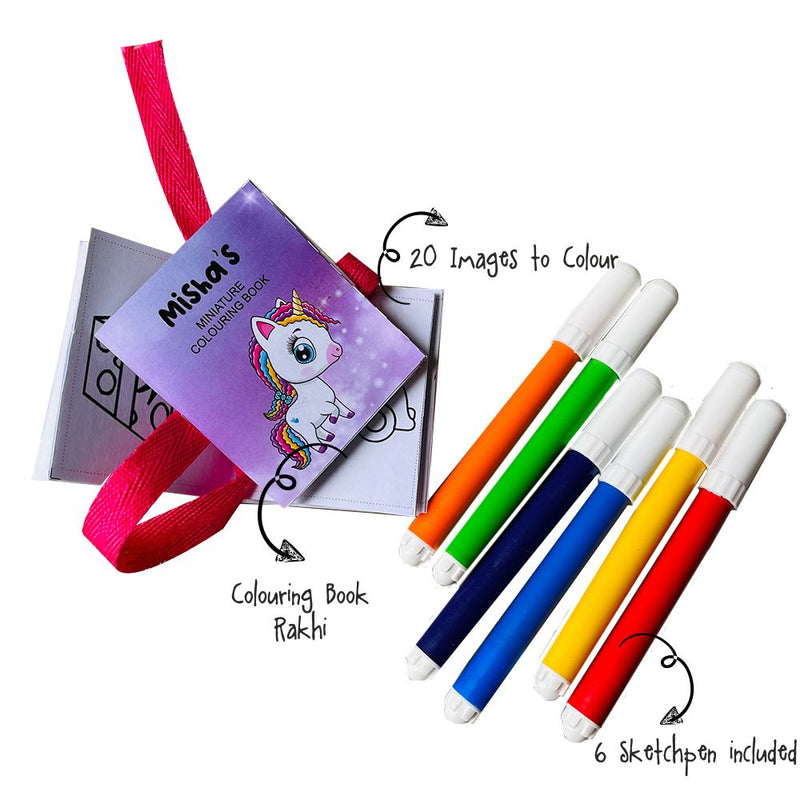 Coloring Book Rakhi - Unicorn  (Personalization available)