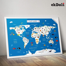 World Map Continents and Oceans | 12 X 19 Inches