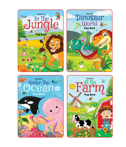 Flap Books Combo Pack- 4 Books : Interactive & Activity Children Book by Dreamland Publications