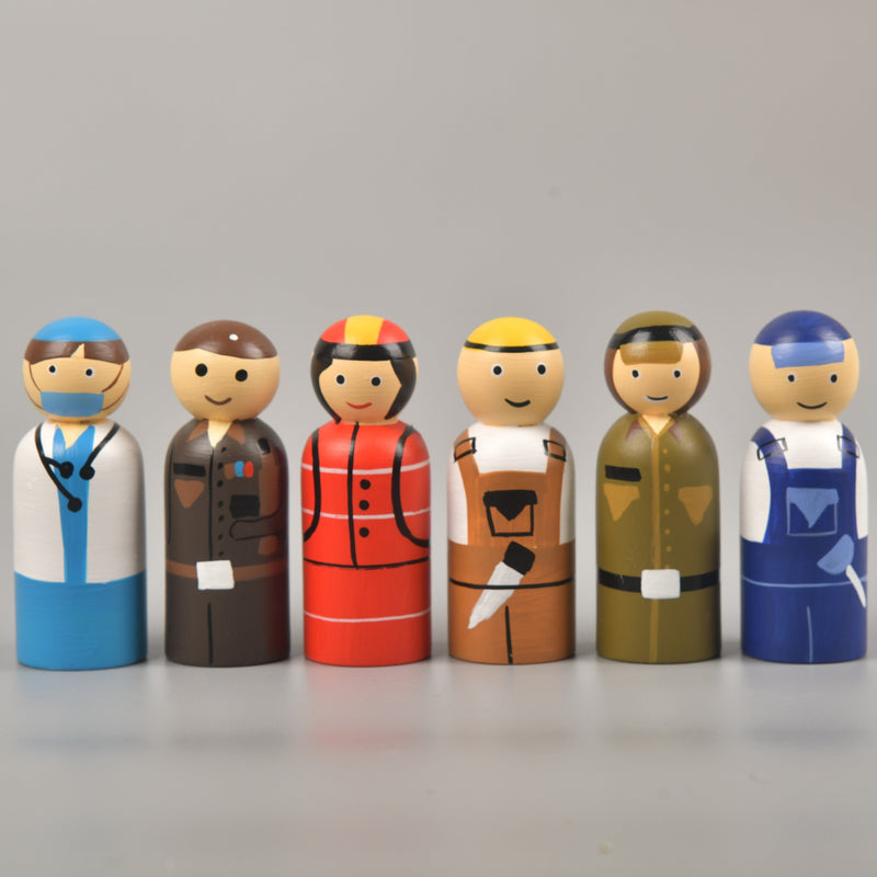 Svecha Toys: Community Helpers Peg dolls - Option 2 (Set of 6)