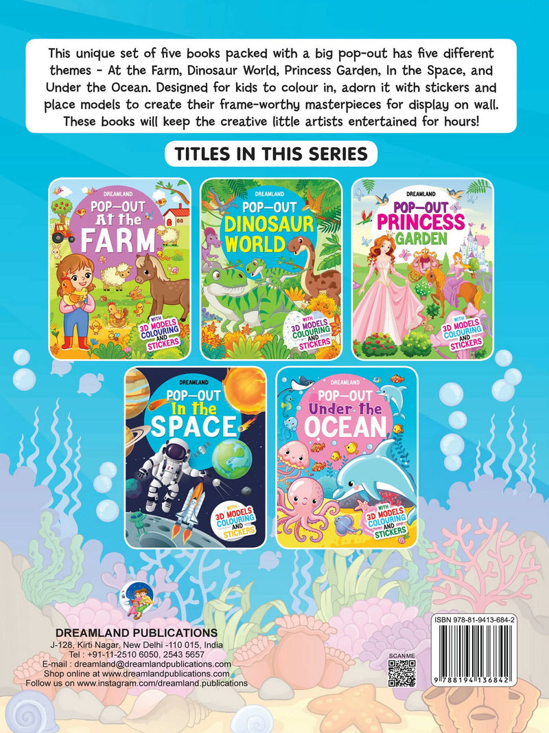 Pop-Out Under the Ocean- With 3D Models Colouring Stickers : Interactive & Activity Children Book By Dreamland Publications 9788194136842