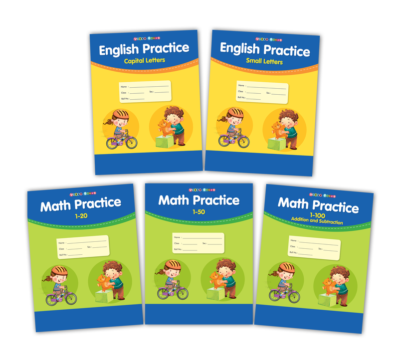 English Print Letters and Math Practice Combo (set of 5)