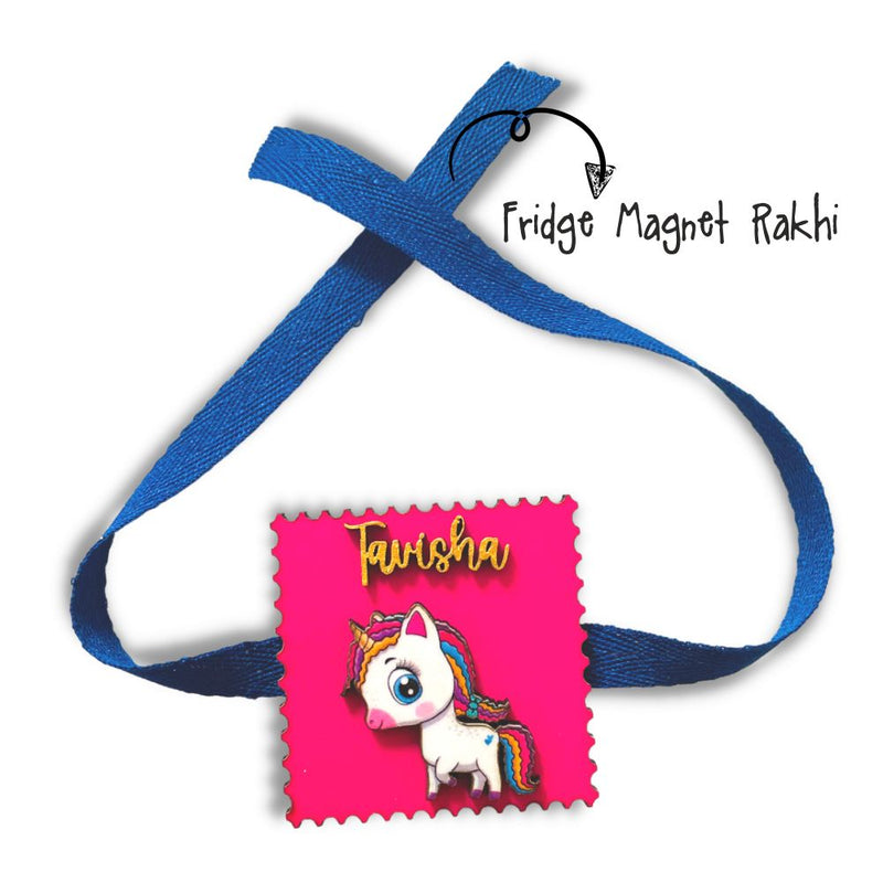 Fridge Magnet Rakhi - Unicorn  (Personalization available)