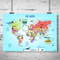 Fun World Map with Country Names &  6 Knowledge cards | 16 X 24 Inches
